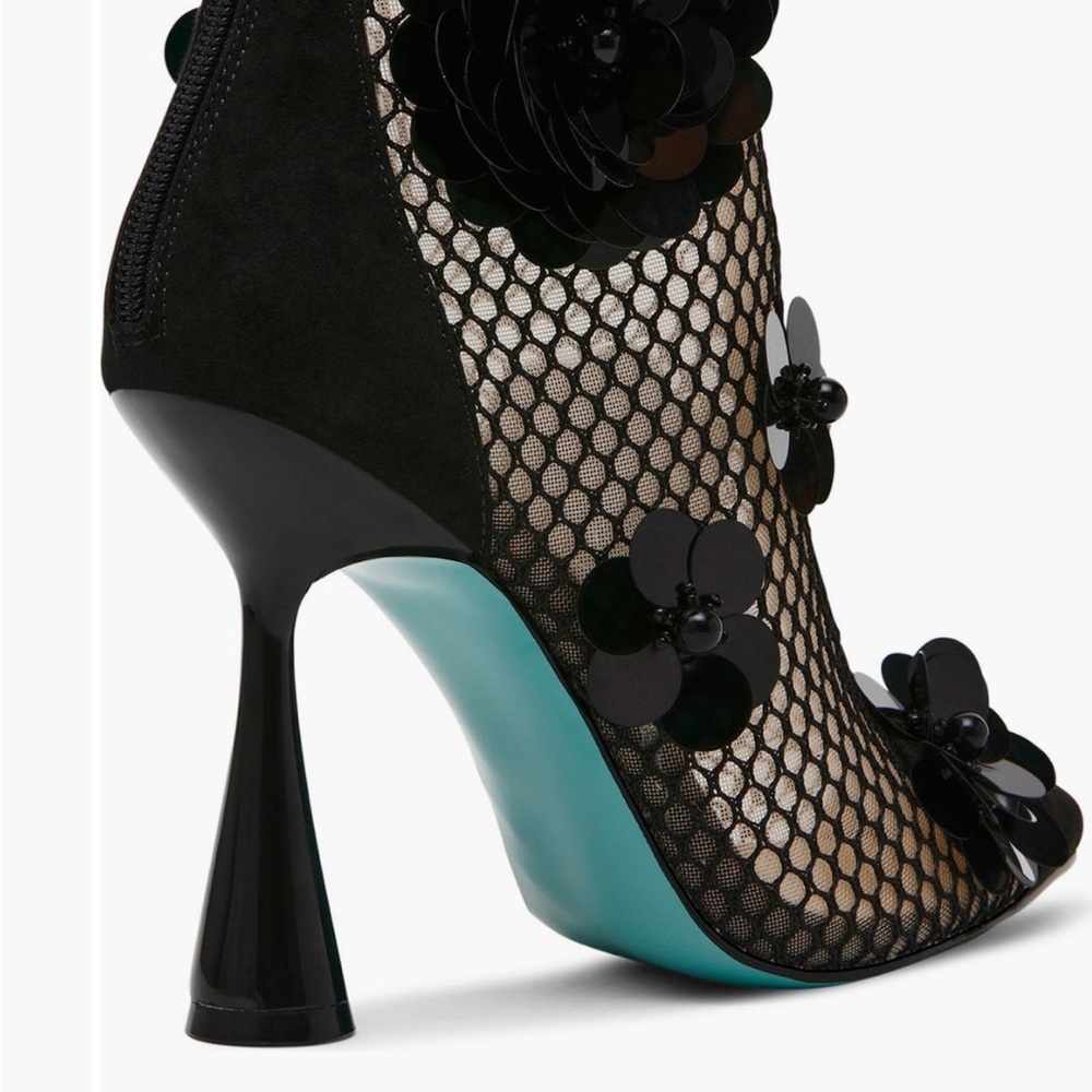 Betsey Johnson Black Floral Mesh Pointed Booties - Picture 7 of 8